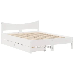 Bedframe met lades massief grenenhout wit 140×200 cm Bedframe met lades massief grenenhout wit 140×200 cm