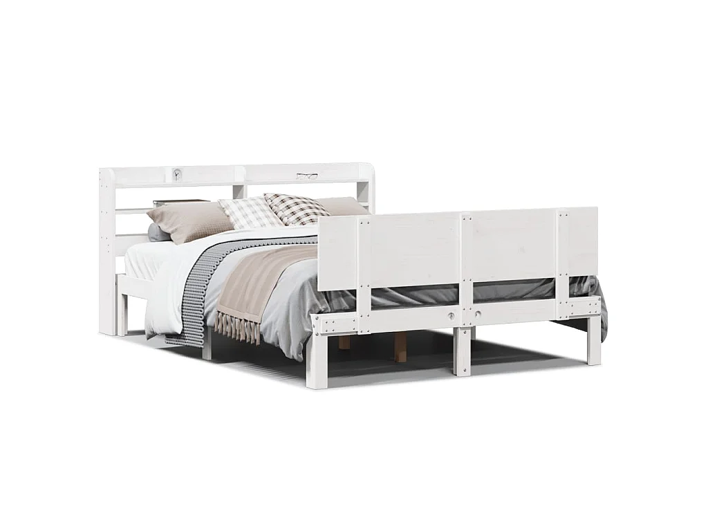 Bedframe met hoofdeinde zonder matras 120x200 cm wit