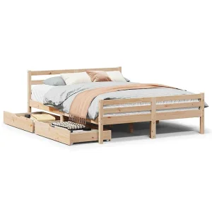 Bedframe zonder matras massief grenenhout 140×190 cm