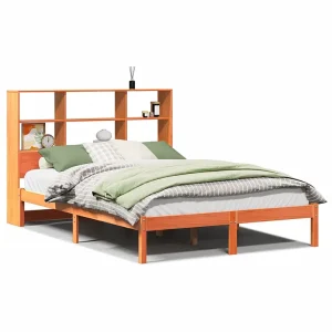 Bed met boekenkast zonder matras grenenhout wasbruin 120×190 cm Bed met boekenkast zonder matras grenenhout wasbruin 120×190 cm