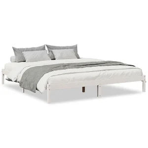 Bedframe extra lang zonder matras grenenhout wit 200×220 cm Bedframe extra lang zonder matras grenenhout wit 200×220 cm