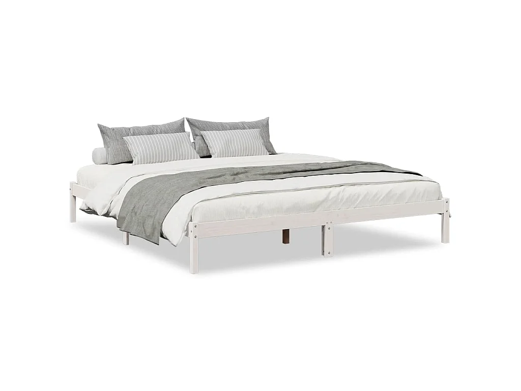 Bedframe extra lang zonder matras grenenhout wit 200x220 cm