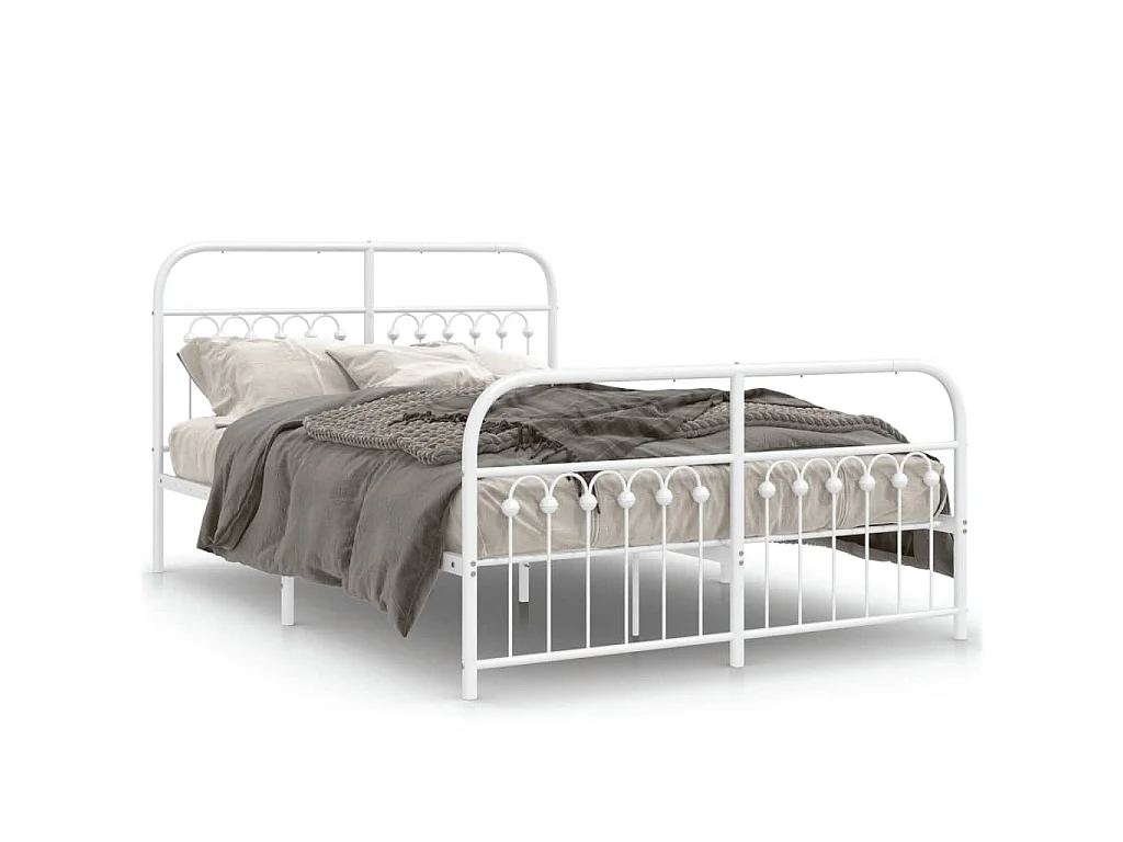 Bedframe met hoofd- en voeteneinde metaal wit 137x190 cm