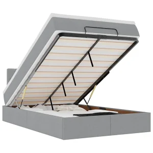 Bed met matras 120×190 cm stof lichtgrijs