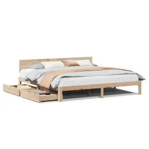Bedframe met lades massief grenenhout 200×200 cm Bedframe met lades massief grenenhout 200×200 cm