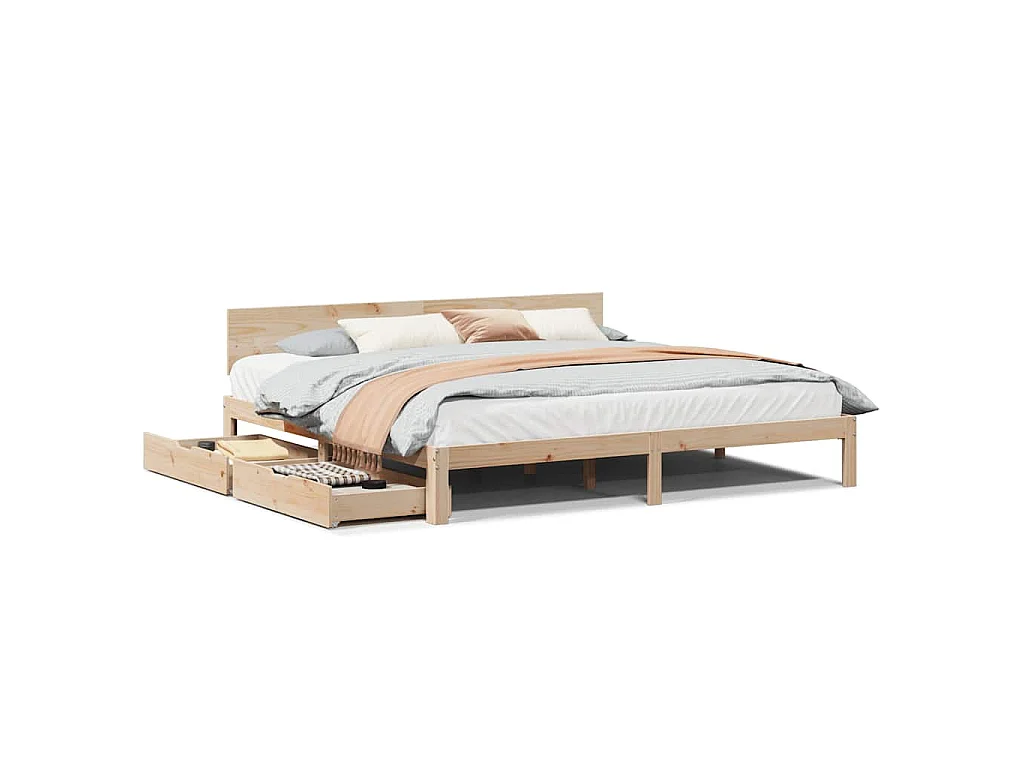 Bedframe met lades massief grenenhout 200x200 cm