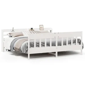 Bedframe zonder matras massief grenenhout wit 200×200 cm Bedframe zonder matras massief grenenhout wit 200×200 cm