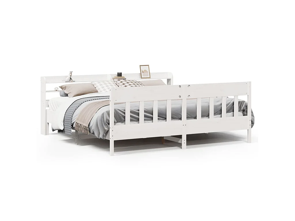Bedframe zonder matras massief grenenhout wit 200x200 cm