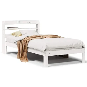 Bedframe met hoofdeinde zonder matras 90×200 cm wit Bedframe met hoofdeinde zonder matras 90×200 cm wit