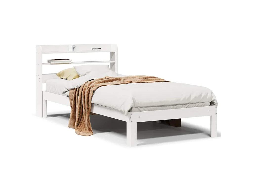 Bedframe met hoofdeinde zonder matras 90x200 cm wit