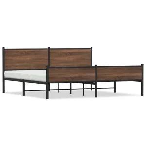 Bedframe zonder matras metaal bruin eikenkleur 193×203 cm Bedframe zonder matras metaal bruin eikenkleur 193×203 cm