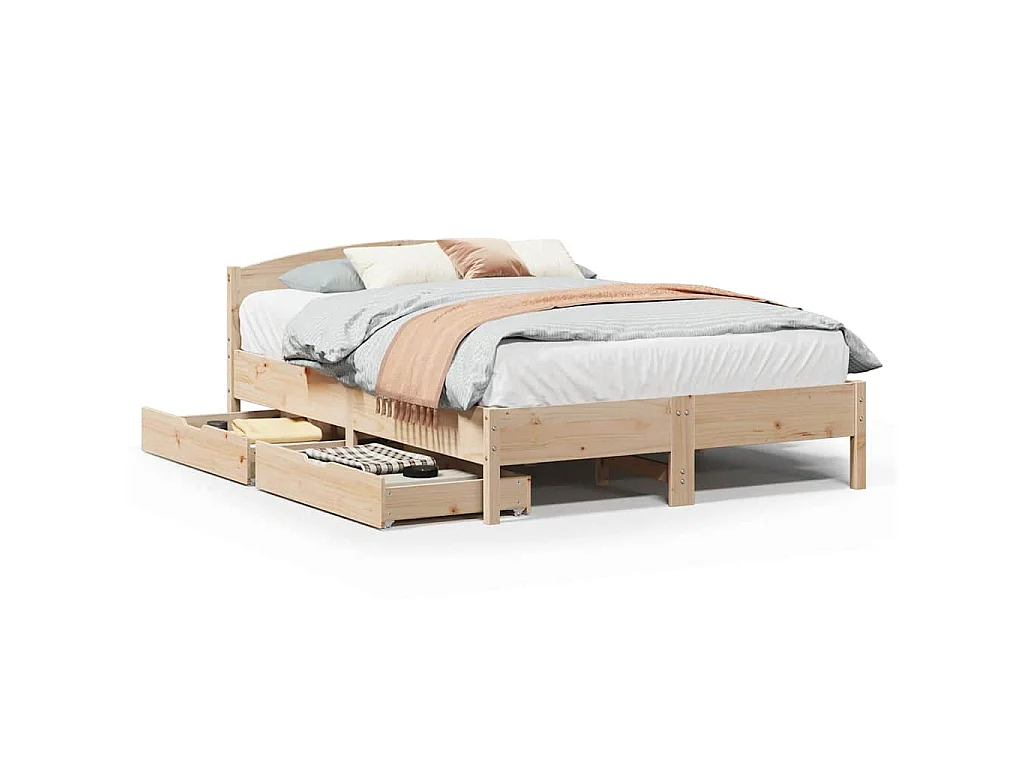 Bedframe zonder matras massief grenenhout 135x190 cm