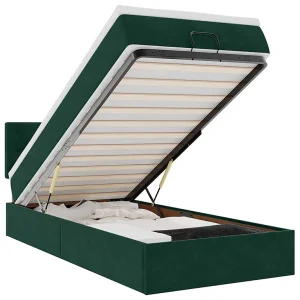 Bed poef met matras en LED's 80x200cm fluweel donkergroen Bed poef met matras en LED's 80x200cm fluweel donkergroen