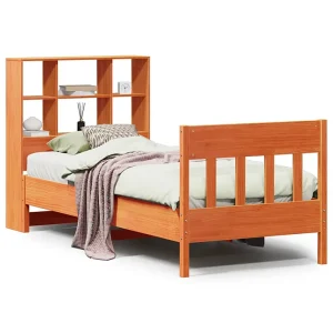 Bedframe zonder matras massief grenenhout wasbruin 75×190 cm Bedframe zonder matras massief grenenhout wasbruin 75×190 cm