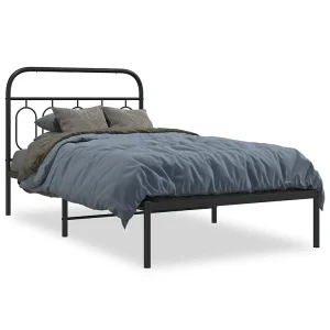 Bedframe met hoofdbord metaal zwart 107×203 cm Bedframe met hoofdbord metaal zwart 107×203 cm