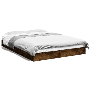 Bedframe zonder matras hout gerookt eikenkleurig 140×200 cm Bedframe zonder matras hout gerookt eikenkleurig 140×200 cm