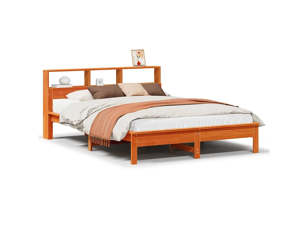 Bed met matras massief grenenhout wasbruin 140x190 cm