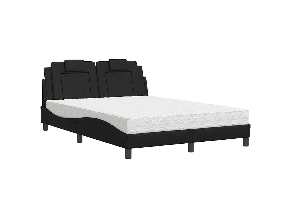 Bed "Viana" met matras kunstleer zwart 140x190 cm