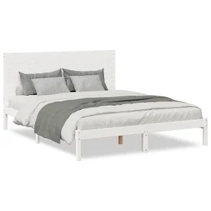 Bedframe extra lang zonder matras massief hout wit 160×210 cm Bedframe extra lang zonder matras massief hout wit 160×210 cm