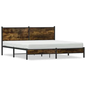 Bedframe zonder matras metaal gerookt eikenkleurig 160×200 cm Bedframe zonder matras metaal gerookt eikenkleurig 160×200 cm