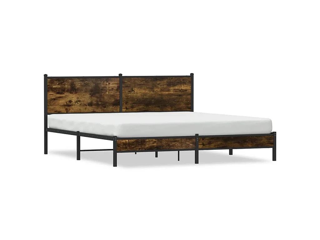 Bedframe zonder matras metaal gerookt eikenkleurig 160x200 cm