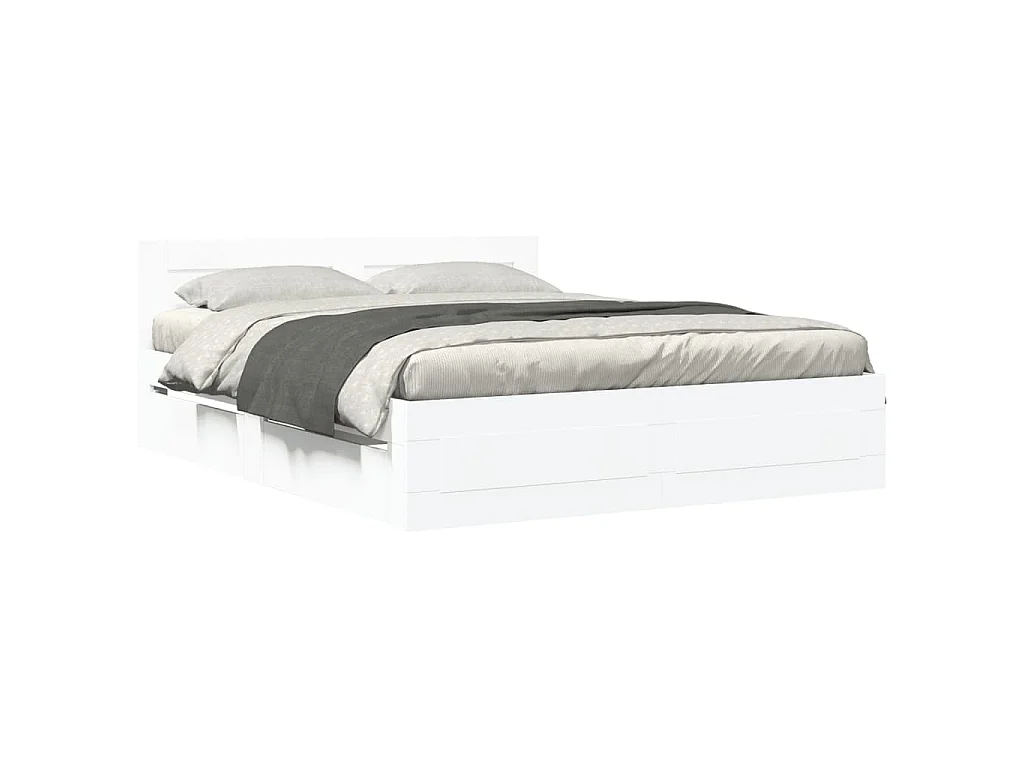 Bedframe met hoofdeinde zonder matras 160x200 cm wit