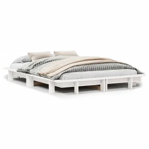 Bedframe zonder matras massief grenenhout wit 135×190 cm Bedframe zonder matras massief grenenhout wit 135×190 cm