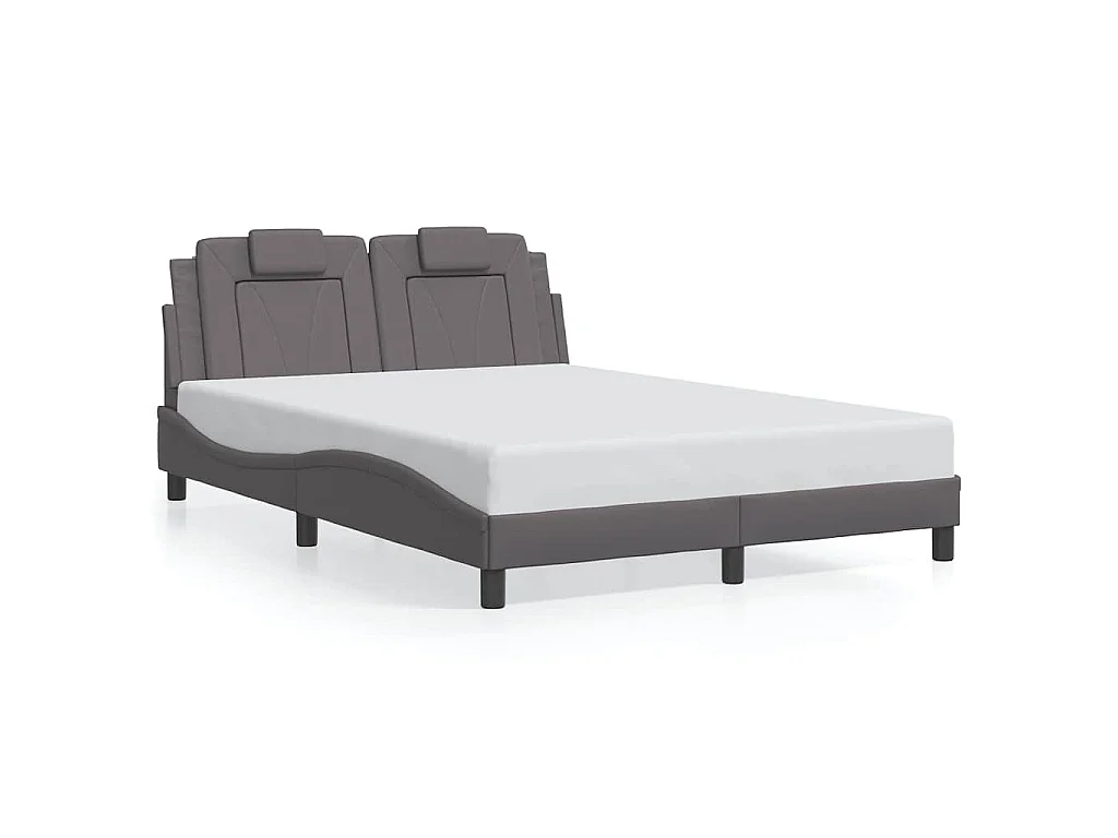 Bedframe "Viana" zonder matras kunstleer grijs 140x190 cm