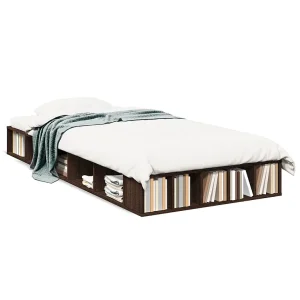Bedframe bewerkt hout bruin eikenkleur 75×190 cm Bedframe bewerkt hout bruin eikenkleur 75×190 cm