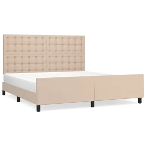 Bedframe met hoofdbord kunstleer cappuccinokleurig 180×200 cm Bedframe met hoofdbord kunstleer cappuccinokleurig 180×200 cm