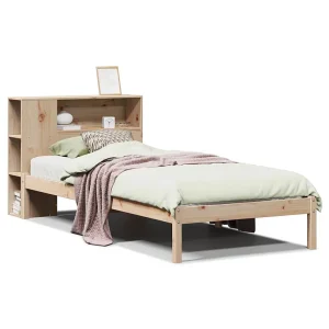 Bed met boekenkast zonder matras massief grenenhout 75×190 cm