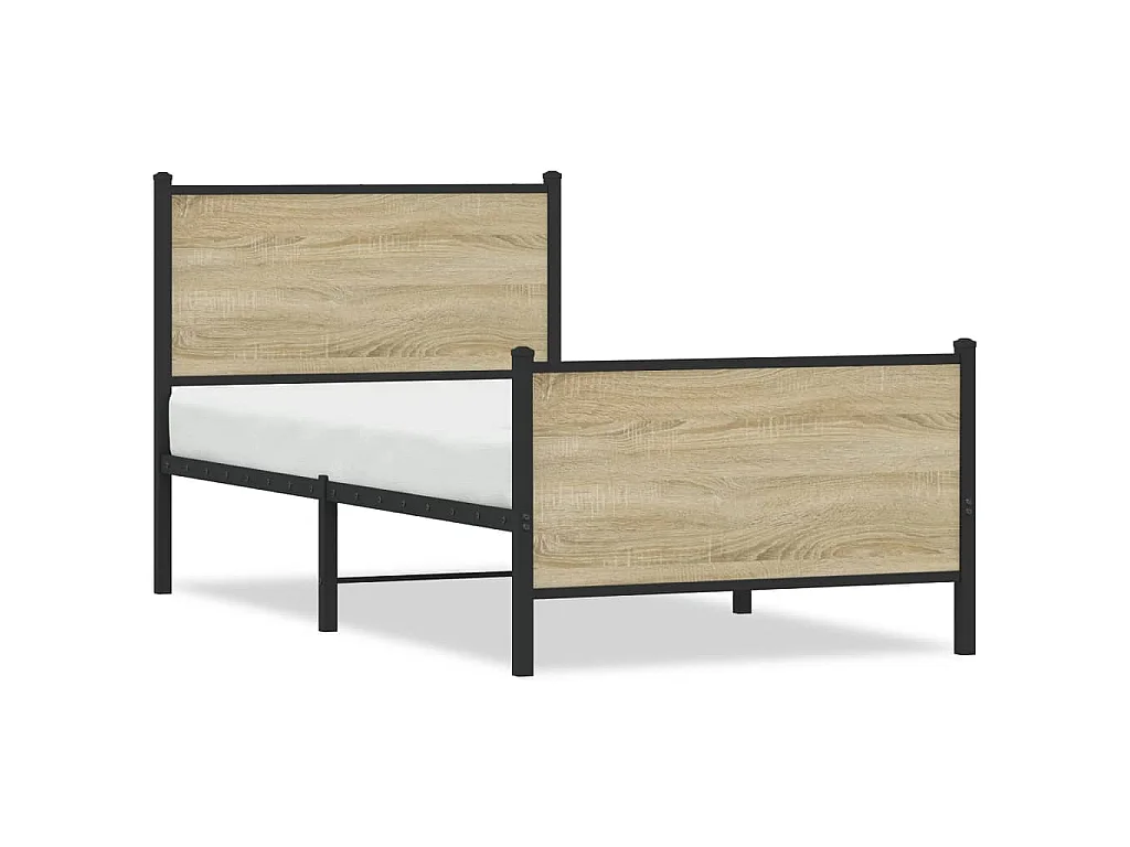 Bedframe zonder matras metaal sonoma eikenkleurig 75x190 cm