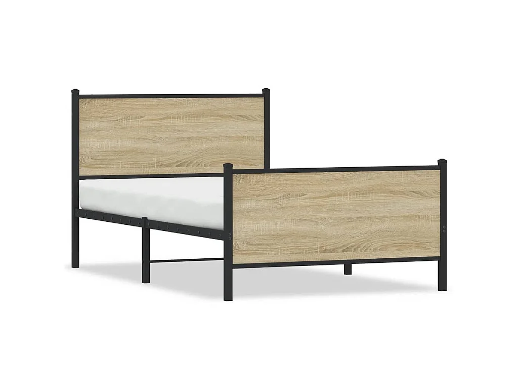 Bedframe zonder matras metaal sonoma eikenkleurig 107x203 cm