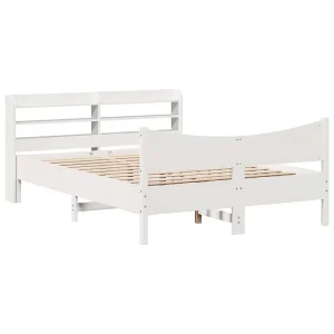 Bedframe met hoofdbord massief grenenhout wit 120×200 cm
