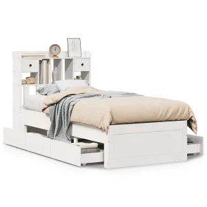 Bed met boekenkast zonder matras grenenhout wit 75×190 cm Bed met boekenkast zonder matras grenenhout wit 75×190 cm