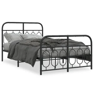 Bedframe met hoofd- en voeteneinde metaal zwart 120×190 cm Bedframe met hoofd- en voeteneinde metaal zwart 120×190 cm