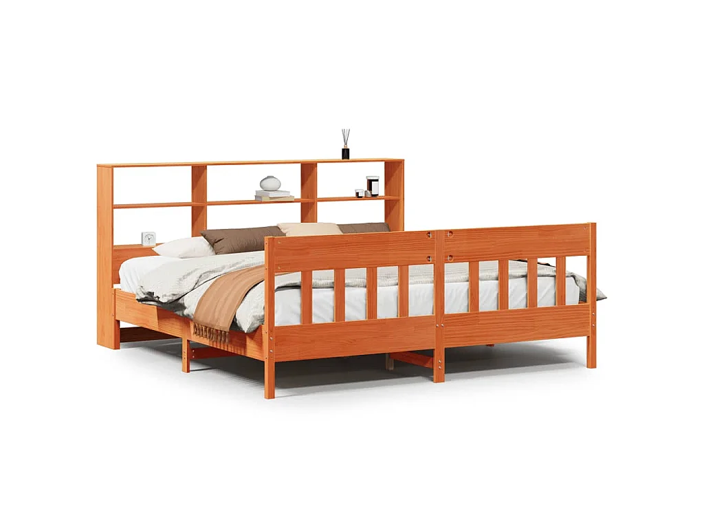 Bedframe zonder matras massief grenenhout wasbruin 200x200 cm