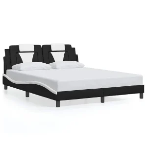 Bedframe "Viana" zonder matras kunstleer zwart en wit 160×200 cm