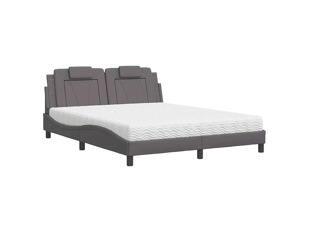 Bed "Viana" met matras kunstleer grijs 160x200 cm