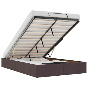 Bedframe zonder matras 120×190 cm stof donkerbruin Bedframe zonder matras 120×190 cm stof donkerbruin