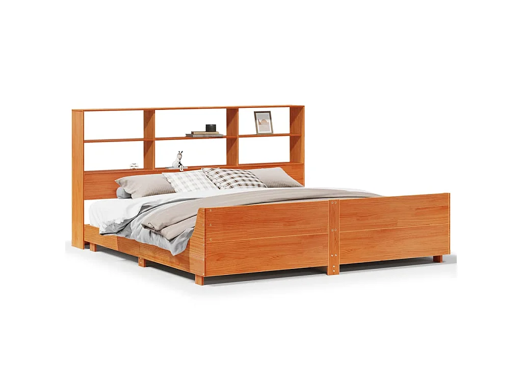 Bedframe zonder matras massief grenenhout wasbruin 200x200 cm