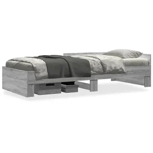 Bedframe bewerkt hout grijs sonoma eikenkleurig 75×190 cm