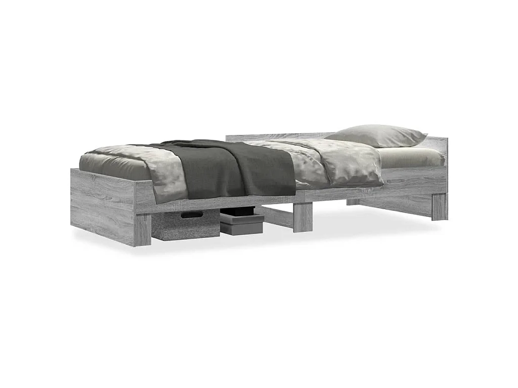 Bedframe bewerkt hout grijs sonoma eikenkleurig 75x190 cm