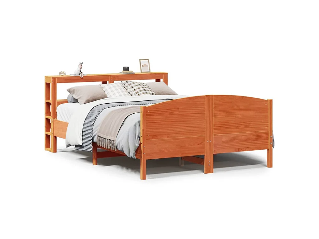 Bedframe zonder matras massief grenenhout wasbruin 140x200 cm