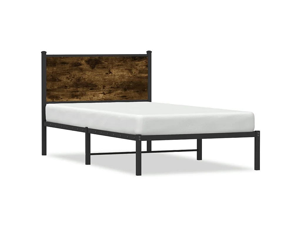 Bedframe zonder matras metaal gerookt eikenkleurig 107x203 cm