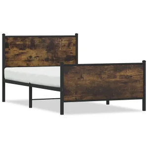 Bedframe zonder matras metaal gerookt eikenkleurig 100×200 cm