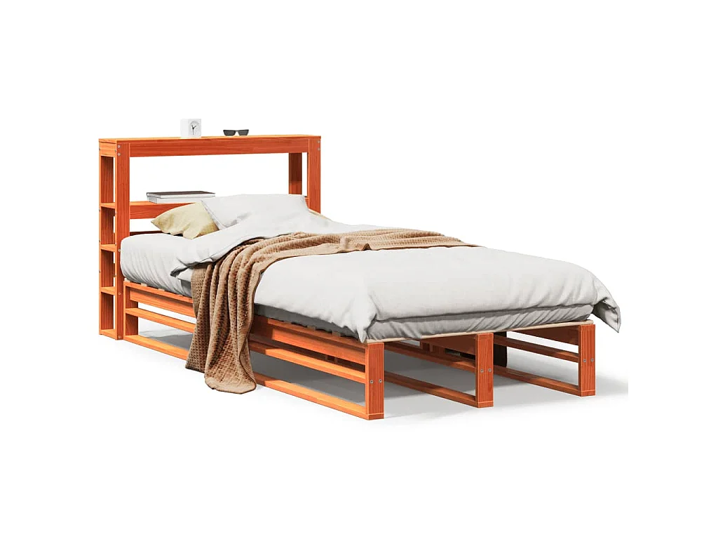 Bedframe zonder matras massief grenenhout wasbruin 100x200 cm
