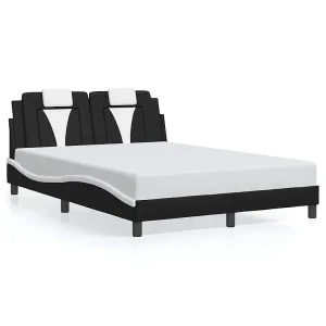 Bedframe "Viana" zonder matras kunstleer zwart en wit 140×200 cm