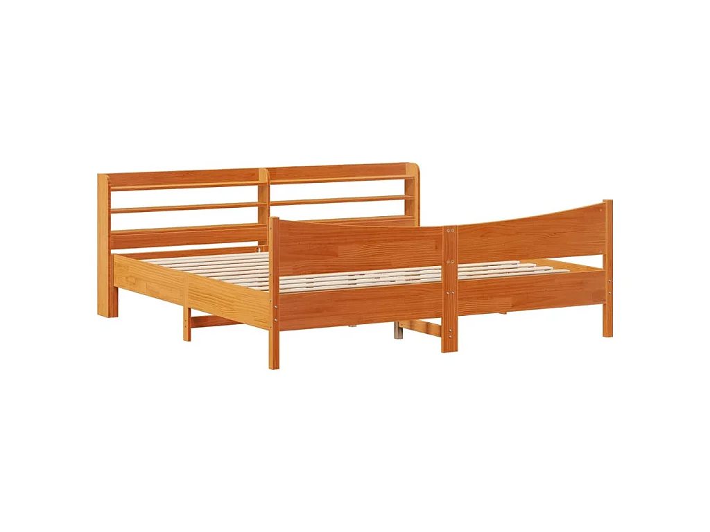 Bedframe met hoofdbord massief grenenhout wasbruin 200x200 cm