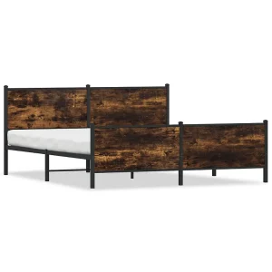 Bedframe zonder matras metaal gerookt eikenkleurig 200×200 cm Bedframe zonder matras metaal gerookt eikenkleurig 200×200 cm